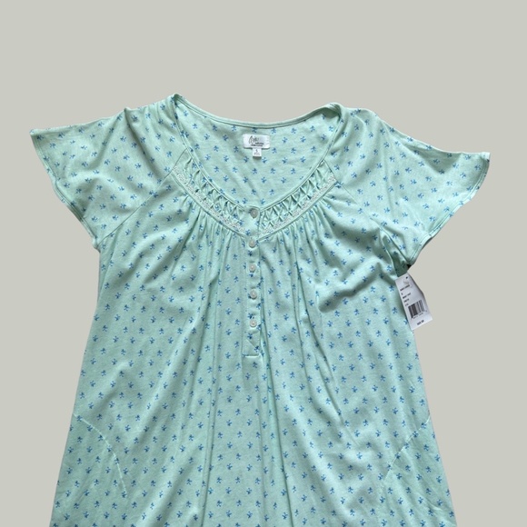 NWT Aria Collection Mint Floral Print Night Gown Sleepwear - Picture 2 of 6